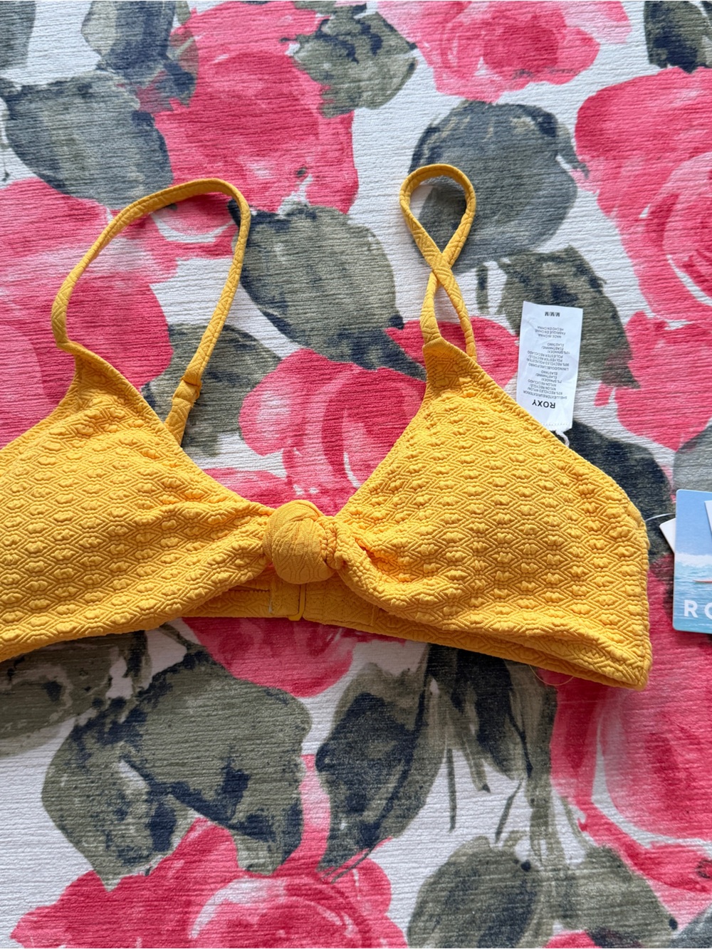 Roxy Haliewa Golden Rod Knotted Textured Swim Bikini Top